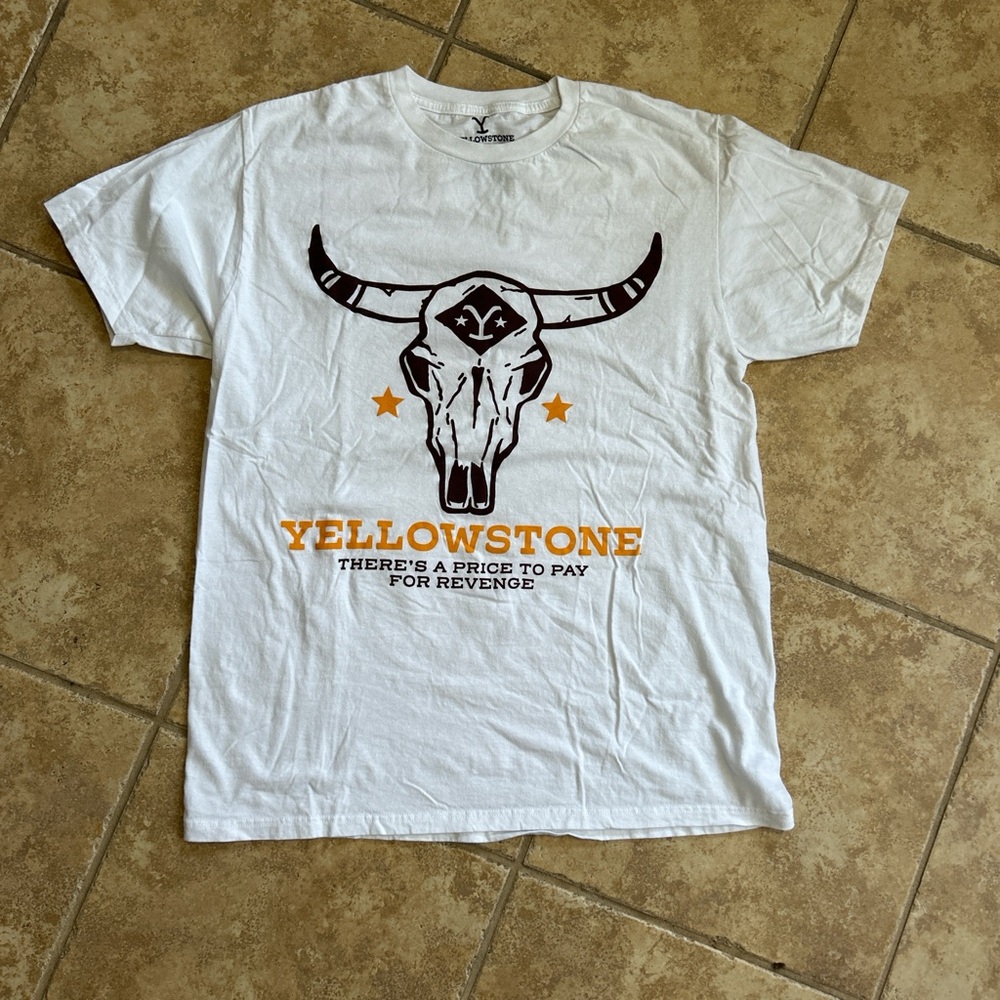 White Graphic T-Shirt with Bull Skull Design